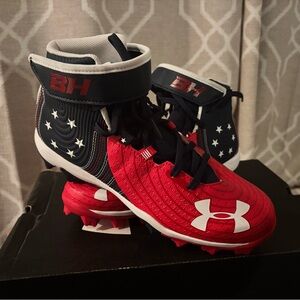 Under Armour Boys Bryce Harper 4 Mid RM patriotic baseball cleats